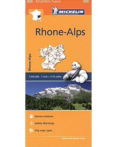 Rhone Alpes Michelin 523 delkarta Frankrike