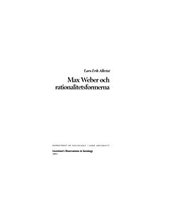 Max Weber och rationalitetsformerna